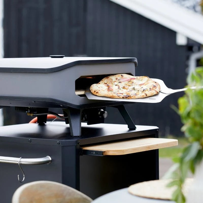 Cozze Table with Pull Out Stainless Steel Outdoor Table with Pull-Out Prep Shelf & Tool Hooks