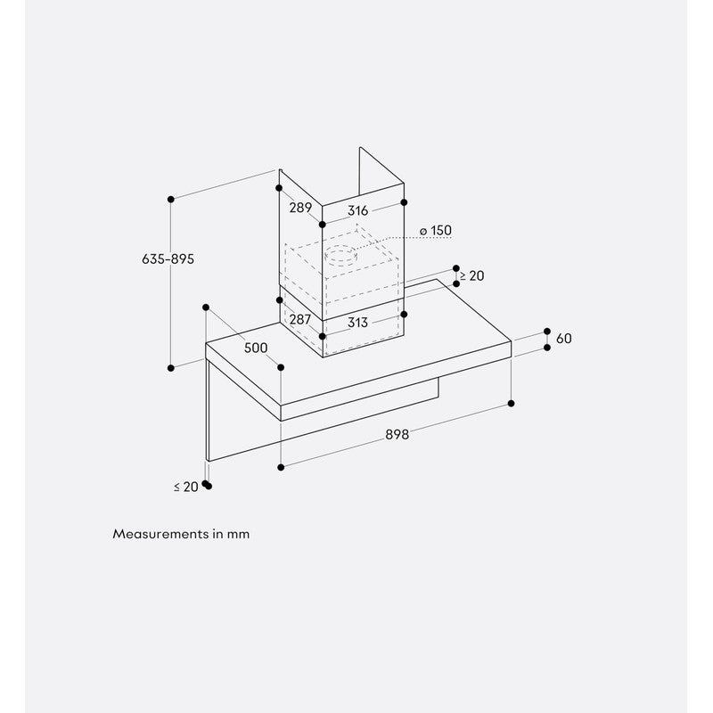 Gaggenau 200 Series AW290110 Stainless Steel Wall-Mounted Cooker Hood 90cm, Stainless Steel Look