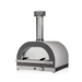 Front view of stainless steel Clementi Crosti gas fired pizza oven