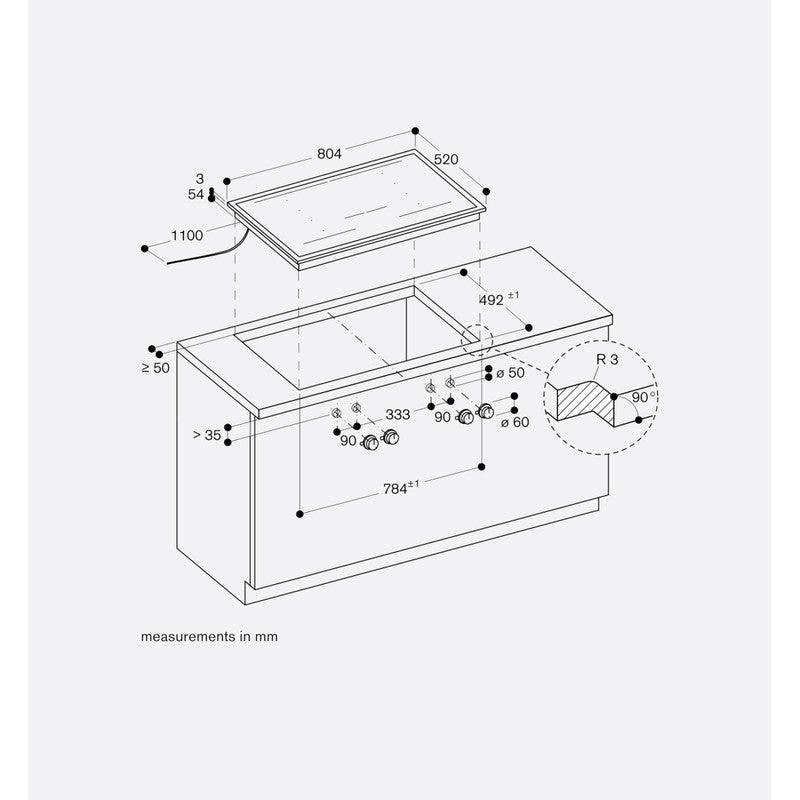 Gaggenau 400 Series VI482115 Stainless Steel Induction Cooktop 80cm, Black