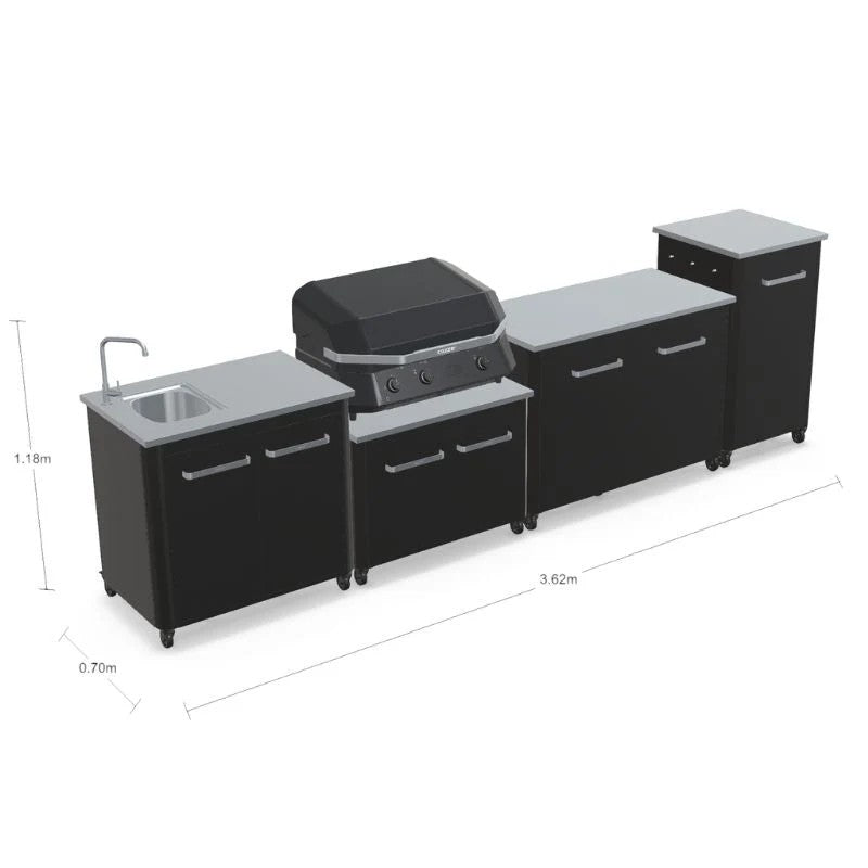 Cozze Modular Outdoor Kitchen Stainless Steel with Gas Grill, Storage & Sink