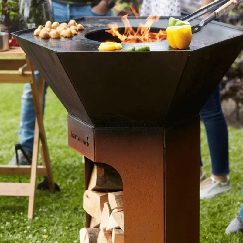 Barbecook Nestor Original Wood Corten Steel Plancha Grill
