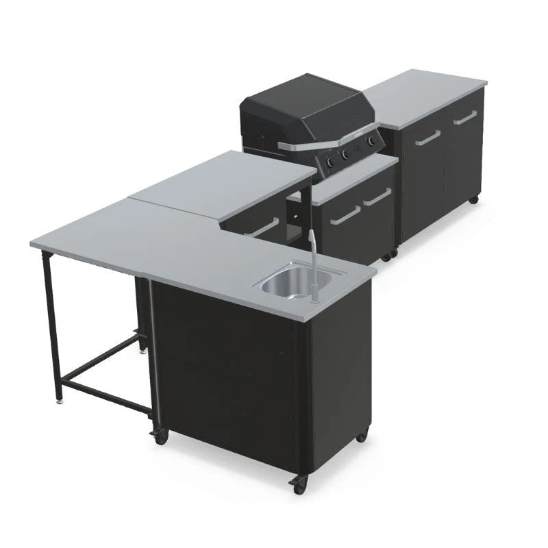 Cozze Modular Outdoor Kitchen Stainless Steel L-Shaped with Gas Grill, Sink & Storage