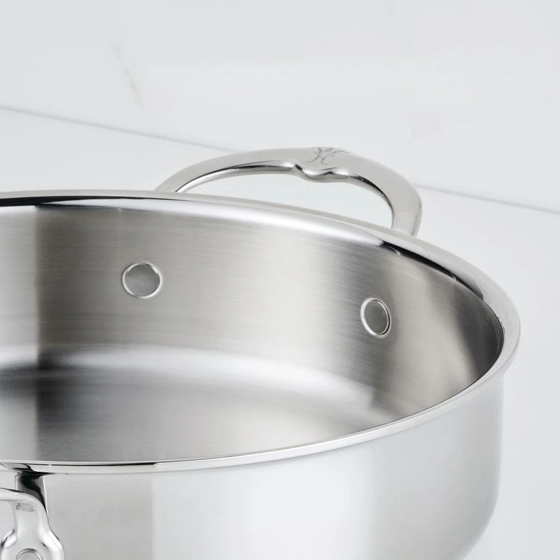 Hestan ProBond Luxe Stainless Steel Sauteuse Pan with Lid, Mirror-Polished