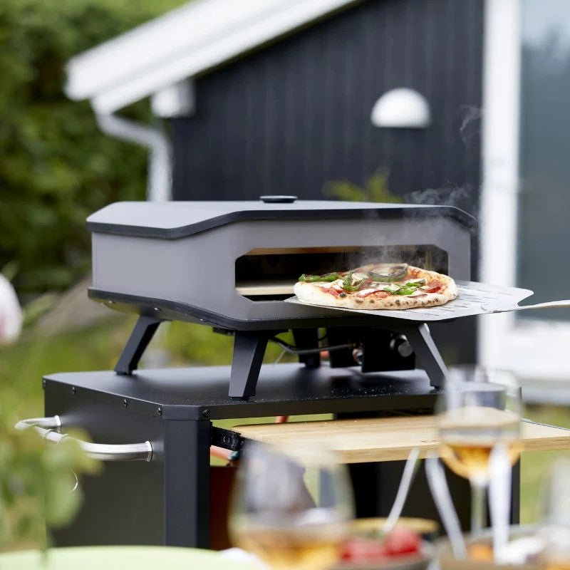 Cozze Table with Pull Out Stainless Steel Outdoor Table with Pull-Out Prep Shelf & Tool Hooks
