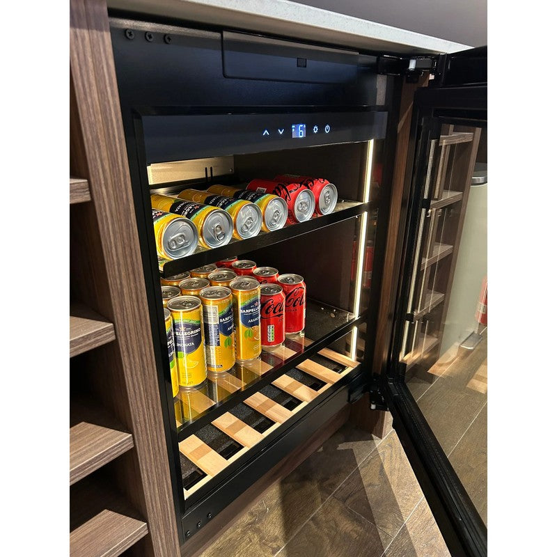 CELLA Kitchenline BV34B-TO Undercounter Drinks Fridge, Black Glass