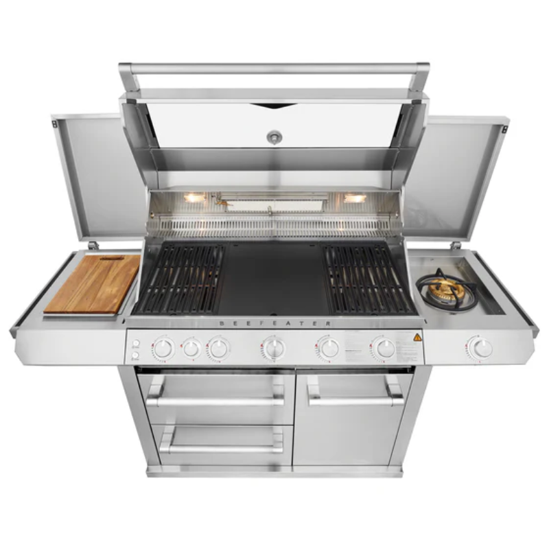 BeefEater 7000 Series Premium 5 Burner BBQ & Side Burner Trolley