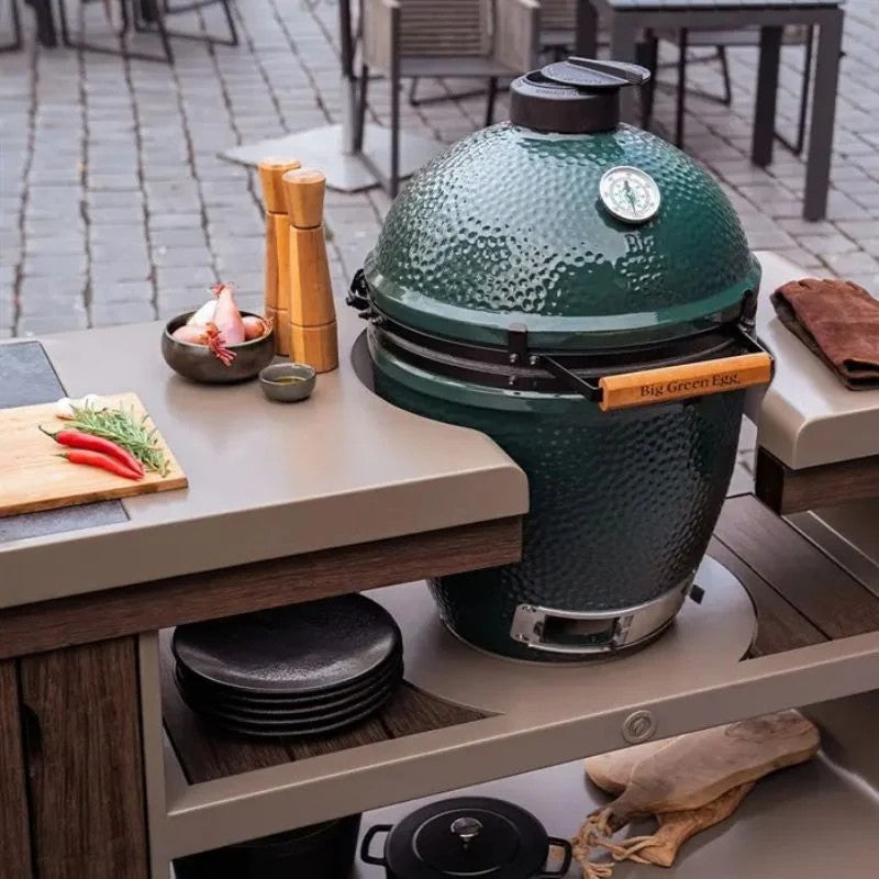 Adezz Forno Kamado Station with Big Green Egg Large, Corten Steel or Powder-Coated Aluminium