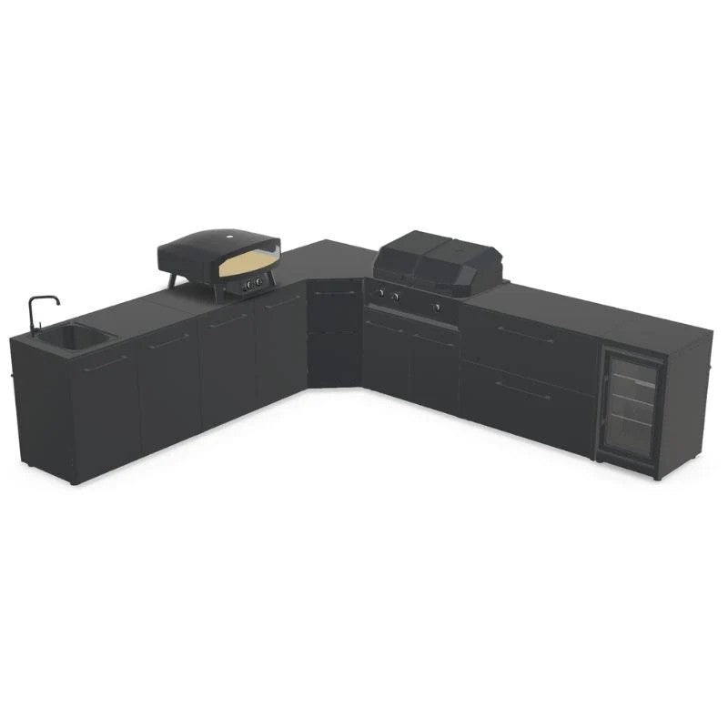 Cozze Elements Modular Outdoor Kitchen L-Shape with Grill, Storage, Fridge & Sink