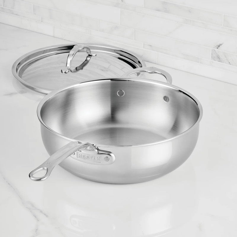 Hestan ProBond Luxe Stainless Steel Essential Pan with Lid, Mirror-Polished