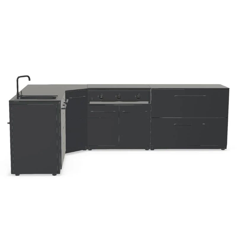 Cozze Elements Modular Outdoor Kitchen L-Shape with Grill, Storage & Sink, Matte-Black
