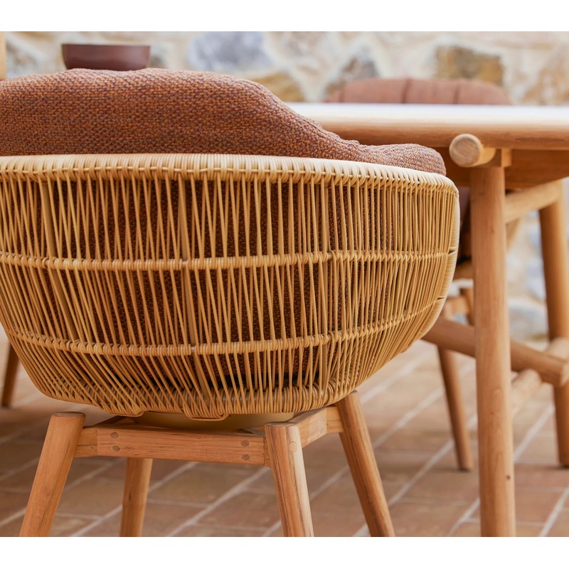 Cane-line Stay Outdoor Dining Chair with Teak Swivel
