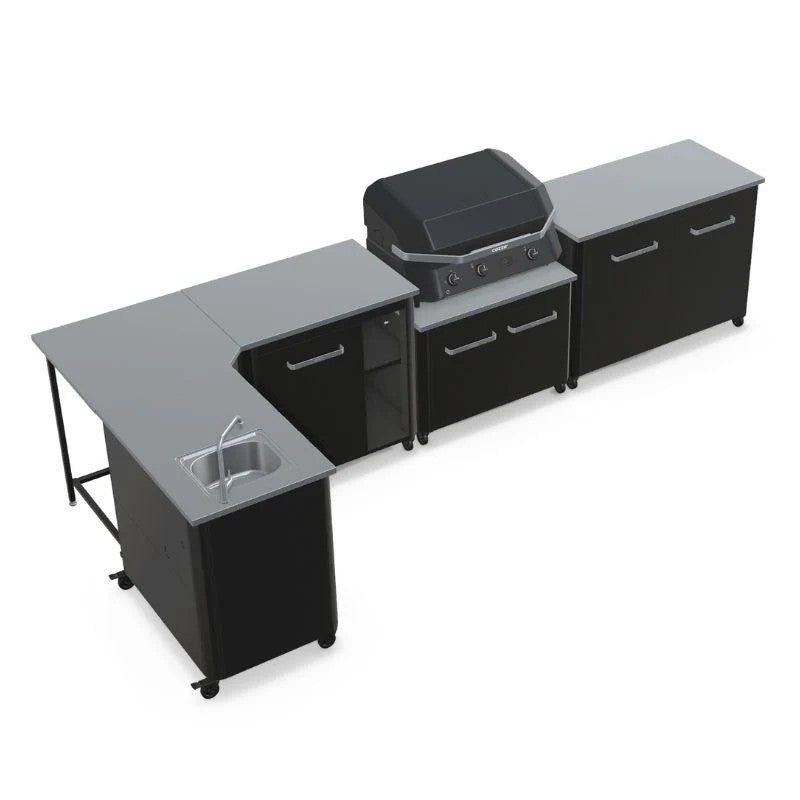 Cozze Modular Outdoor Kitchen Stainless Steel L-Shaped with Gas Grill, Sink & Storage