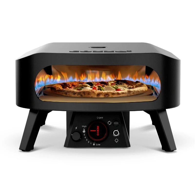 Cozze Rotate Gas Pizza Oven 13" with Cordierite Pizza Stone, Black