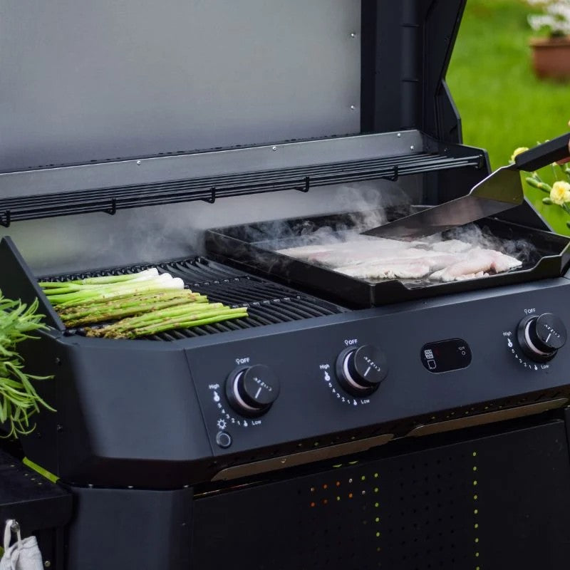Cozze G-800 Combo Stainless Steel Gas Plancha Grill with Warming Rack