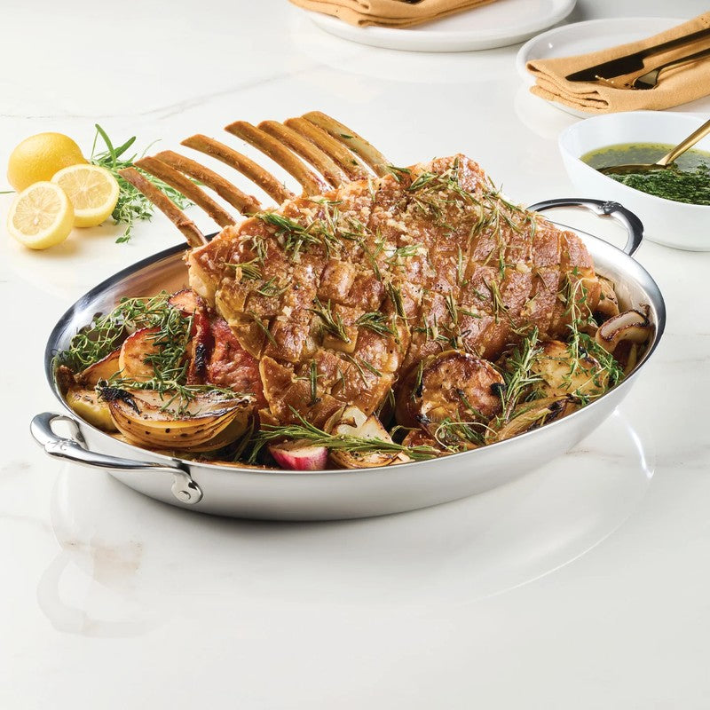 Hestan Provisions Stainless Steel Oval Gratin Dish, Mirror-Polish Finish