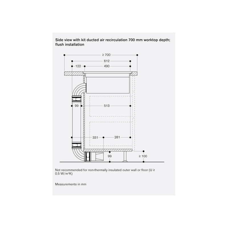 Gaggenau 400 Series CV482105 Stainless Steel Flex Induction Cooktop 80cm with Integrated Ventilation System, Black
