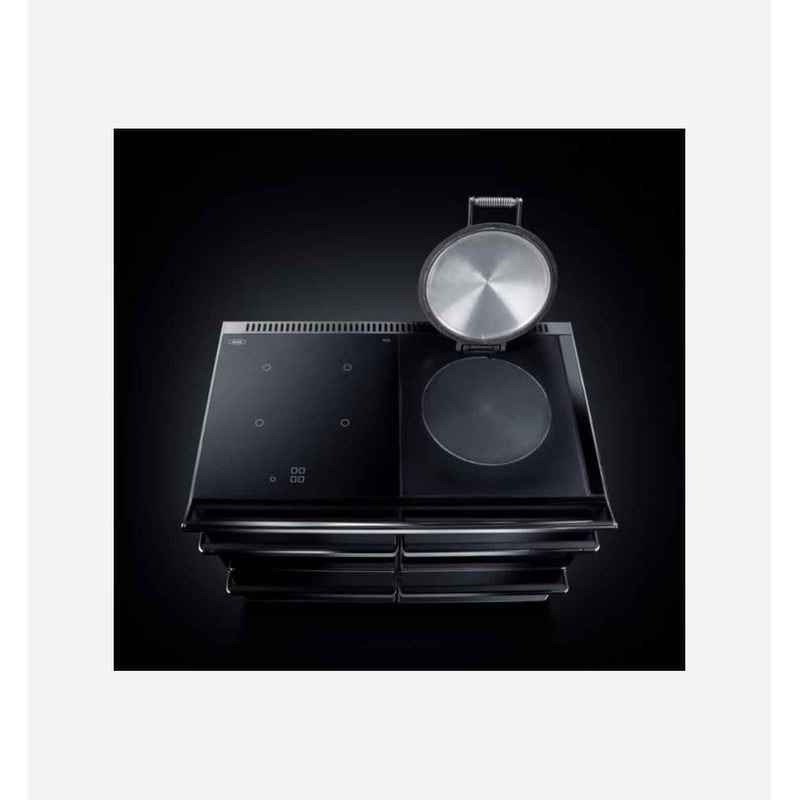 Aga ERA 110 Cast Iron Electric Cooker with Induction Hob, Black with Polished Chrome Trim