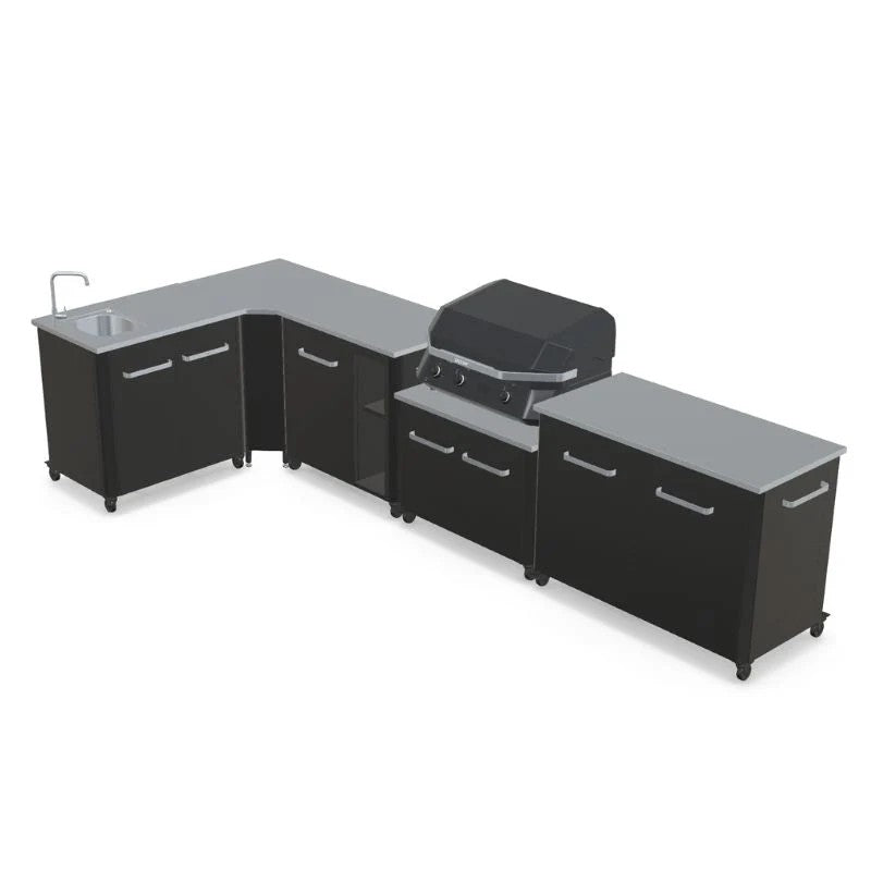 Cozze Modular Outdoor Kitchen Stainless Steel L-Shaped with Gas Grill, Sink & Storage