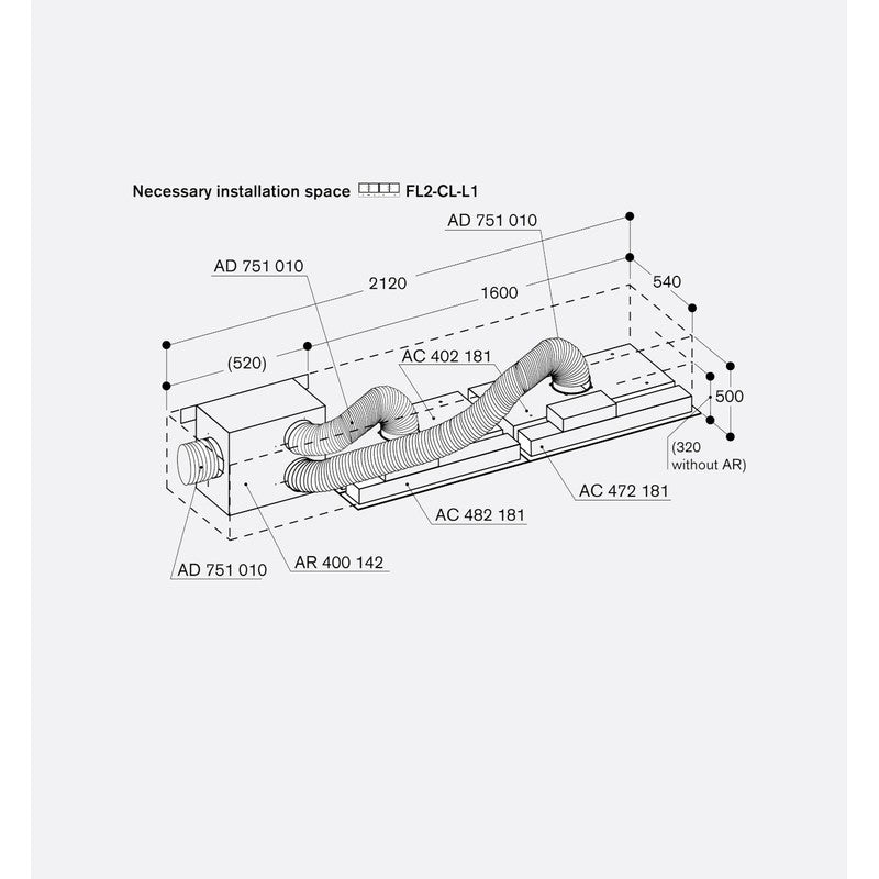 Gaggenau 400 Series AC402181 80cm Stainless Steel Ceiling Ventilation