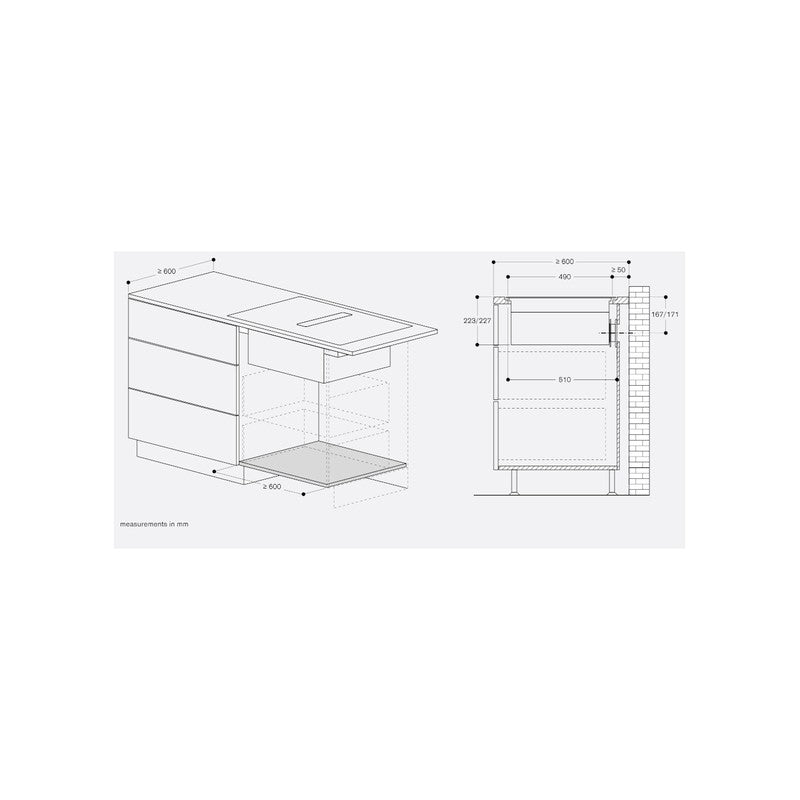 Gaggenau 400 Series CV492105 Flex Induction Cooktop 90cm with Integrated Ventilation System, Black
