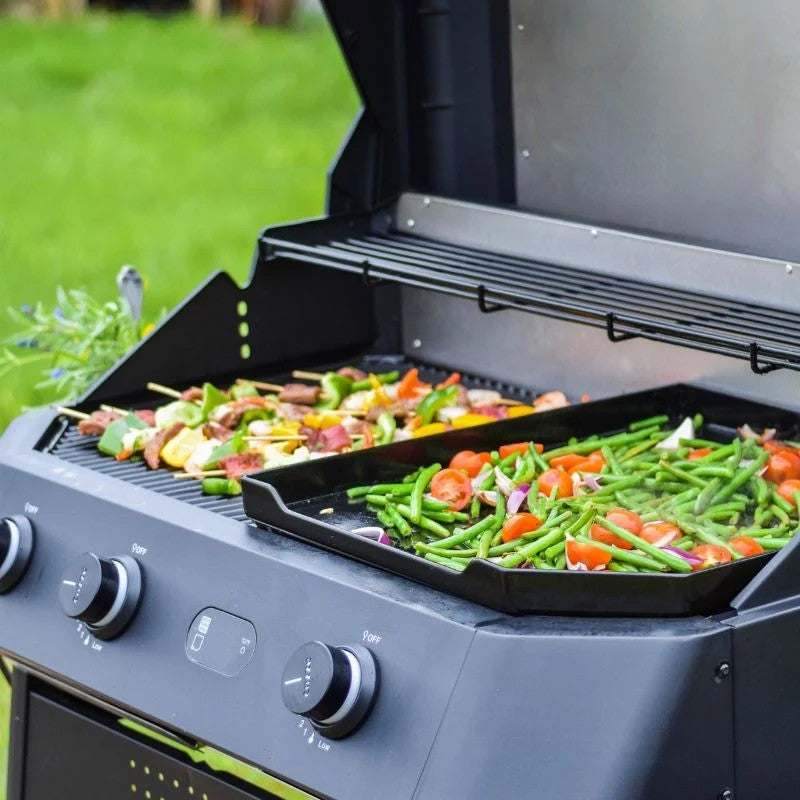 Cozze G-800 Combo Stainless Steel Gas Plancha Grill with Warming Rack