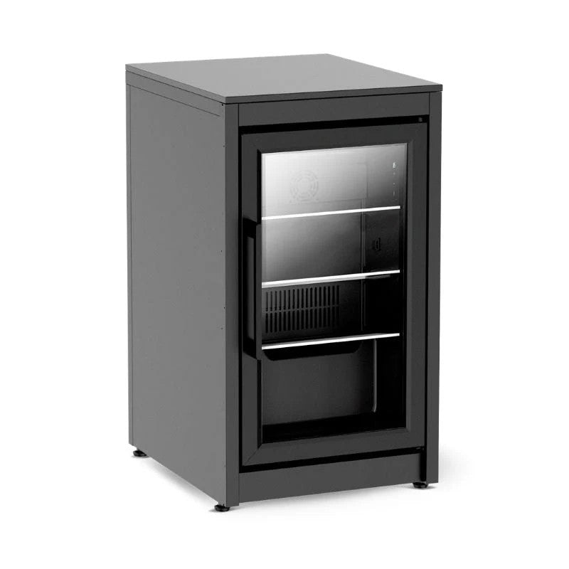 Cozze Elements Zinc-Plated Steel Outdoor Kitchen Fridge Module, Matte Black