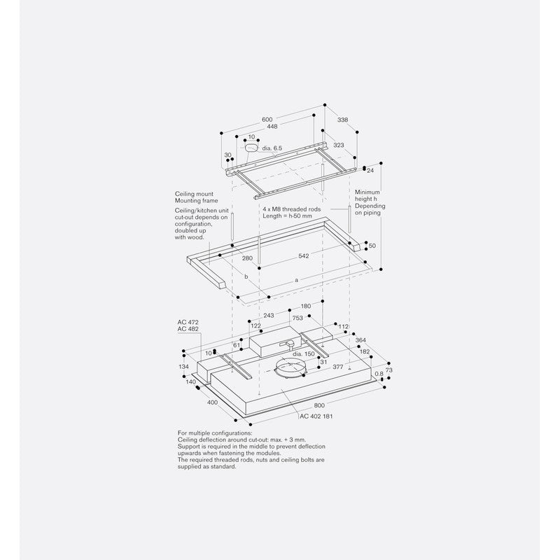 Gaggenau 400 Series AC482181 Stainless Steel Ceiling Extraction 80cm