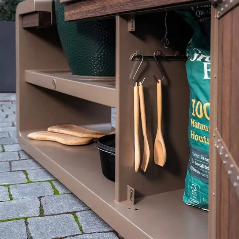 Adezz Forno Kamado Station with Big Green Egg Large, Corten Steel or Powder-Coated Aluminium