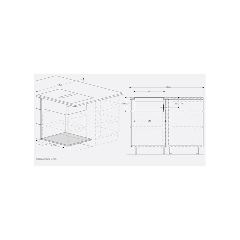 Gaggenau 400 Series CV492105M 90cm Flex Induction Cooktop with Integrated Ventilation System, Matt Black