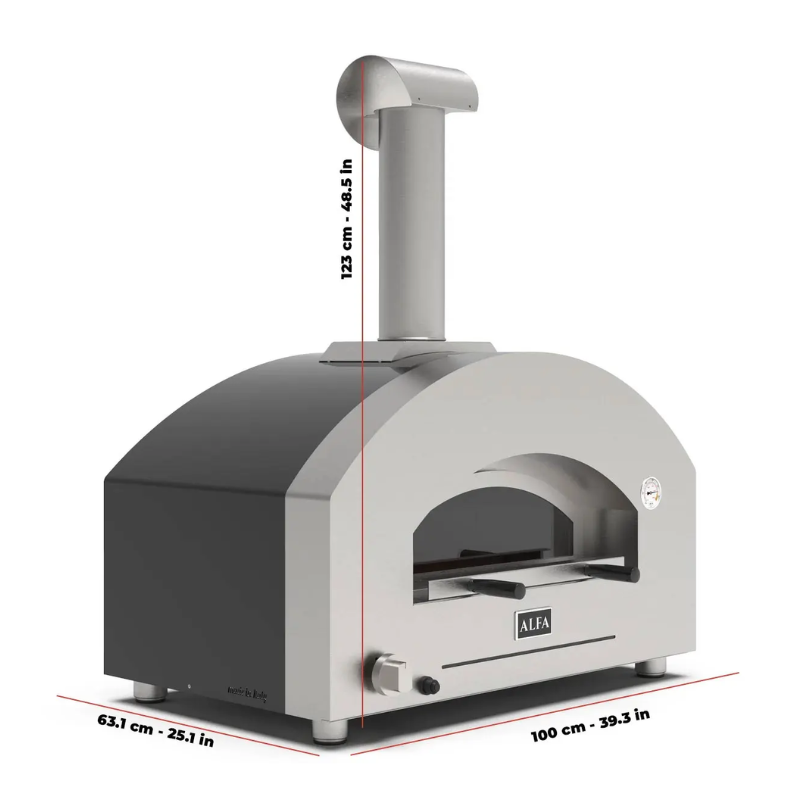 Futuro 2 Pizze Alfa Forni Pizza Oven in Silver Black with Free Hybrid Kit