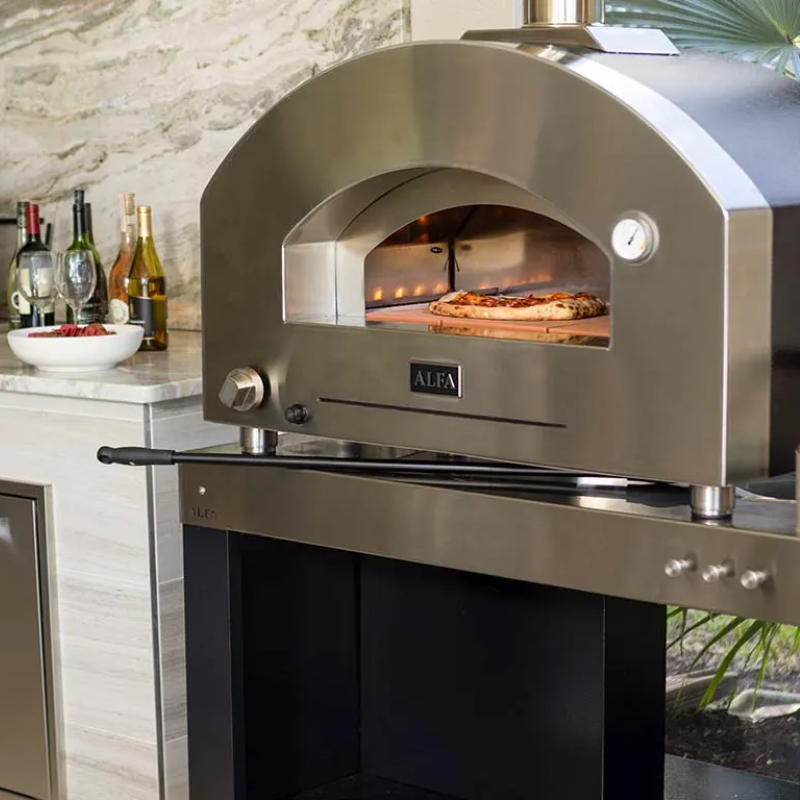Futuro 2 Pizze Alfa Forni Pizza Oven in Silver Black with Free Hybrid Kit