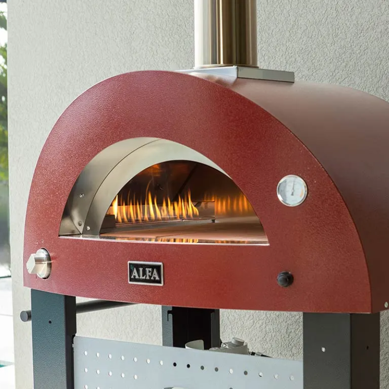 Alfa Forni Moderno 2 Pizze Hybrid Pizza Oven in Antique Red