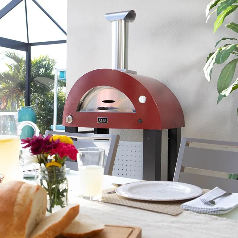 Alfa Forni Moderno 2 Pizze Hybrid Pizza Oven in Antique Red