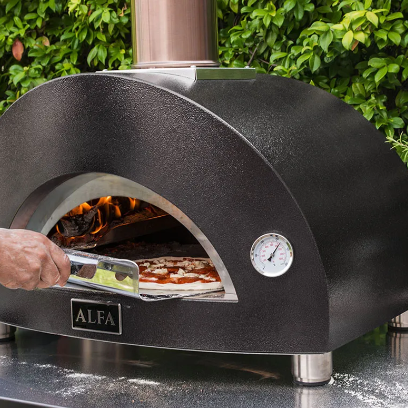 Alfa Forni Moderno 5 Pizze Wood Pizza Oven in Antique Red
