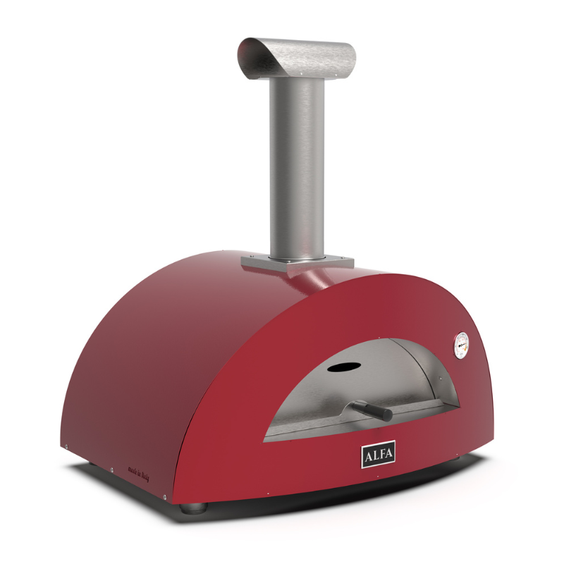 Alfa Forni Moderno 3 Pizze Wood Pizza Oven in Antique Red