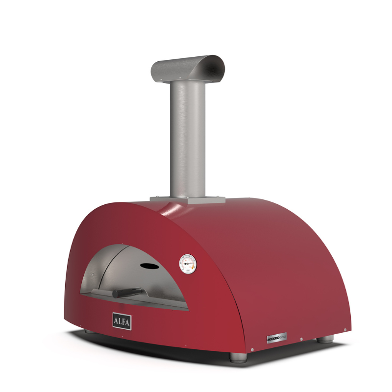 Alfa Forni Moderno 3 Pizze Wood Pizza Oven in Antique Red