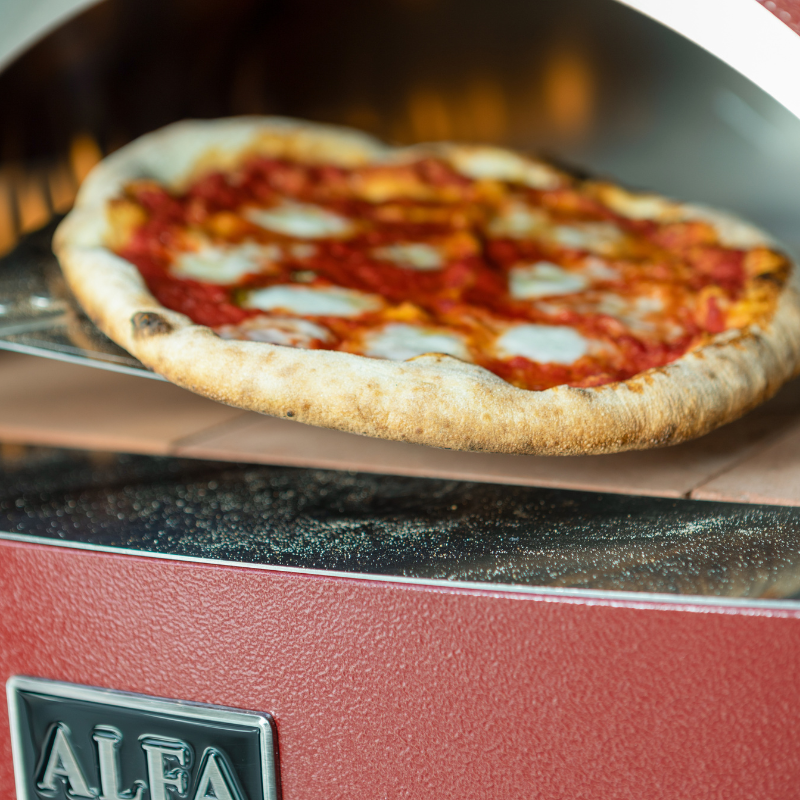 Alfa Forni Moderno 3 Pizze Wood Pizza Oven in Antique Red