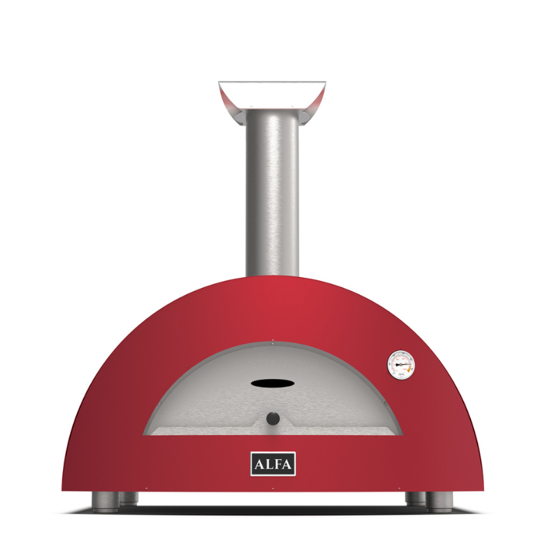 Alfa Forni Moderno 3 Pizze Wood Pizza Oven in Antique Red