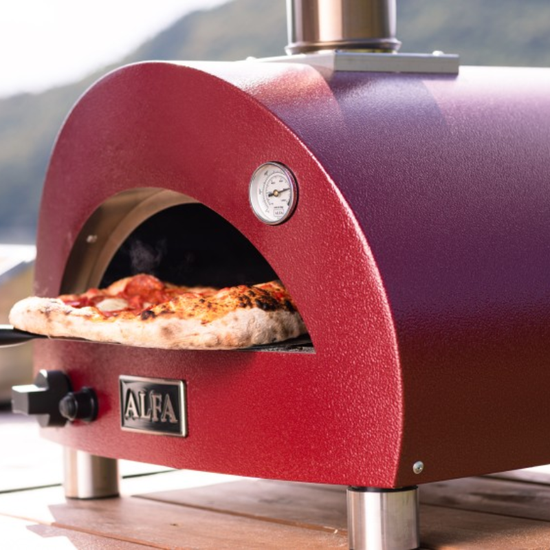 Alfa Forni Moderno 2 Pizze Hybrid Pizza Oven in Antique Red