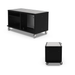 Two black metal Pizza carts with wheels on a white background for Alfa Forni Pizza Oven