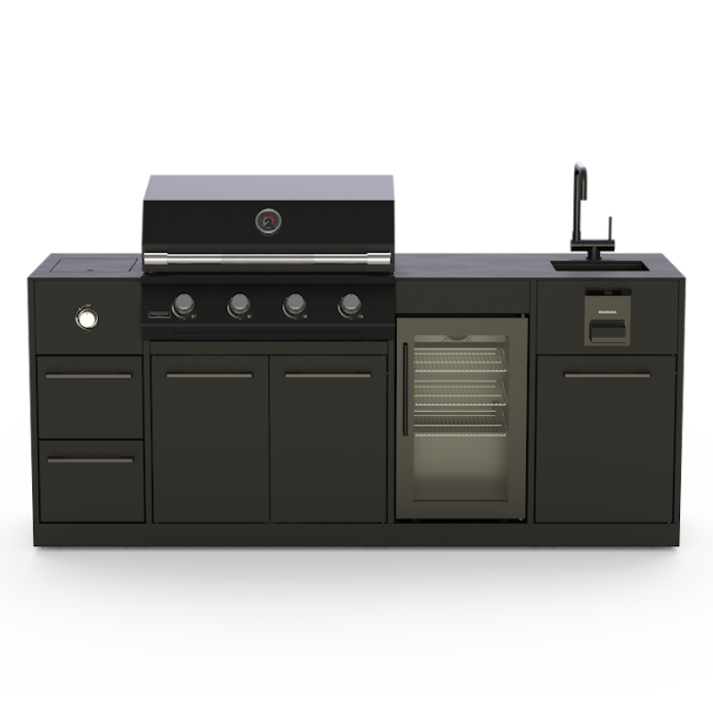 Brabura Lite Maxi 4 Outdoor Kitchen With 4 Burner Built In BBQ, Sink, Fridge and Side Burner