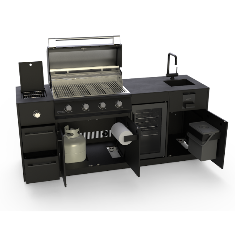 Brabura Lite Maxi 4 Outdoor Kitchen With 4 Burner Built In BBQ, Sink, Fridge and Side Burner