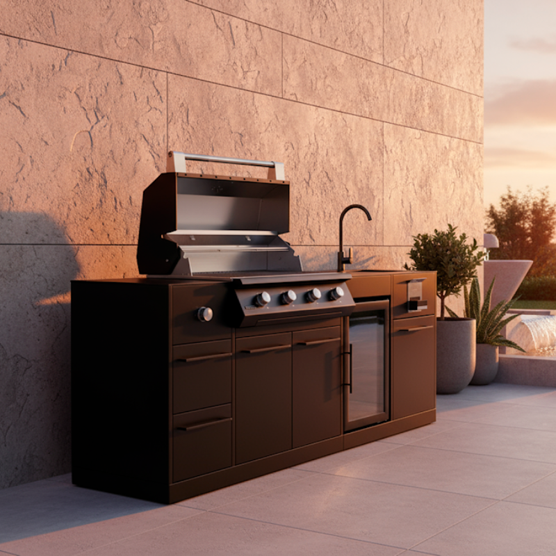 Brabura Lite Maxi 4 Outdoor Kitchen With 4 Burner Built In BBQ, Sink, Fridge and Side Burner