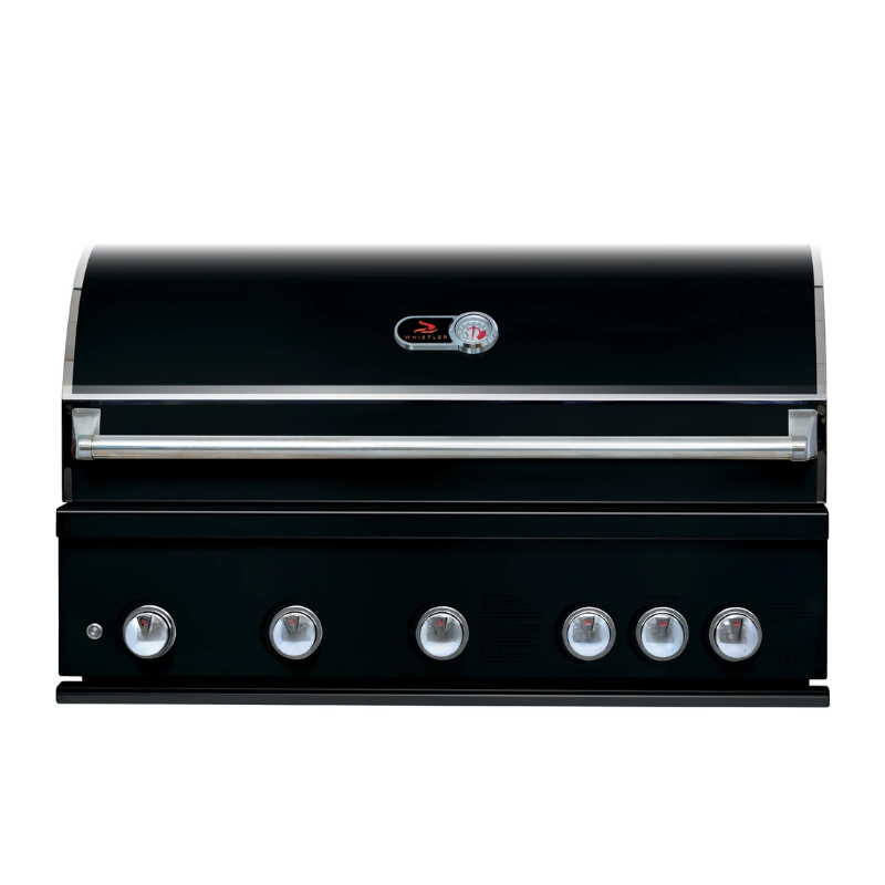 Whistler Grills Buford 5 Built in Gas BBQ in Black Silk + Weather Proof Cover and Heavy Duty Rotisserie Kit