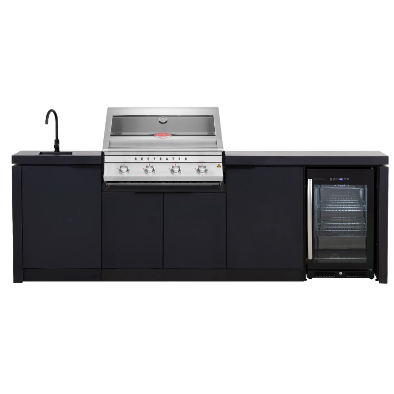 Cabinex Classic Outdoor Kitchen Paired with Beefeater 7000 Classic 4 Burner Built in BBQ with Fridge and Sink