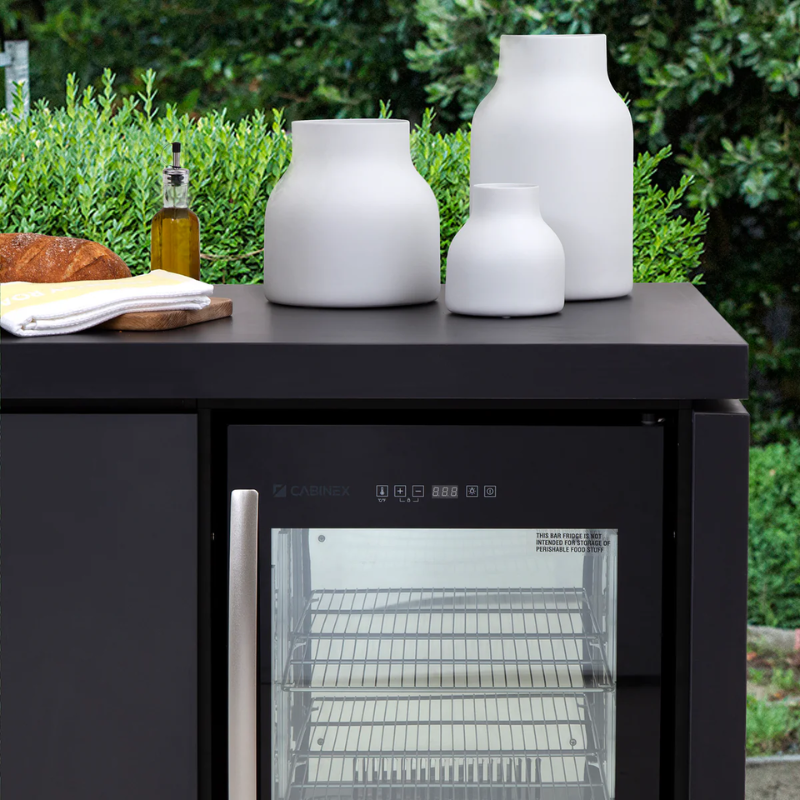 Cabinex Premium Proline Outdoor Kitchen with Integrated BeefEater Signature Proline 6 burner barbecue with flat lid with Fridge and Sink