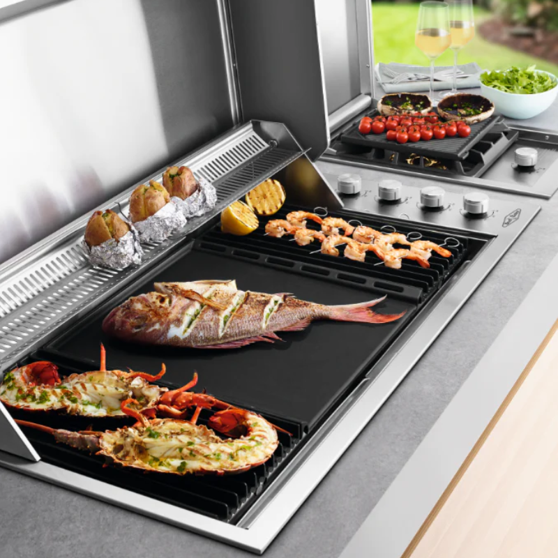 Cabinex Premium Outdoor Kitchen Proline Built-In 6 Burner BBQ Hood with Fridge & Sink