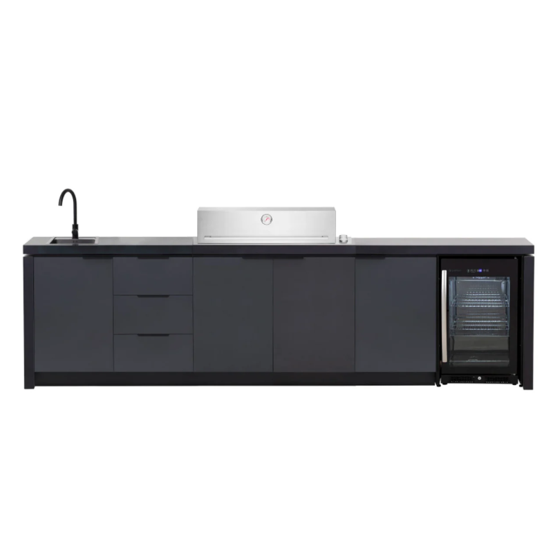 Cabinex Premium Outdoor Kitchen Proline Built-In 6 Burner BBQ Hood with Fridge & Sink
