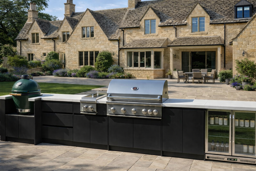 Whistler Fairford Outdoor Kitchen with Burford 5 Burner BBQ and Kamado Unit | 5.2M Full-Length
